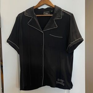 HARLEY DAVIDSON WOMEN'S CLUB CREW CONTRAST PIPING SHIRT - BLACK BEAUTY